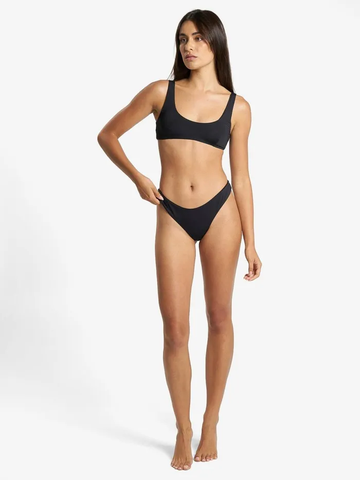Womens Scoop Crop Top Black Thrills Swim