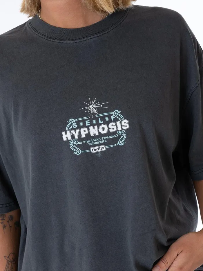 Womens Self Hypnosis Oversized Tee Merch Black Thrills Tops and Tees