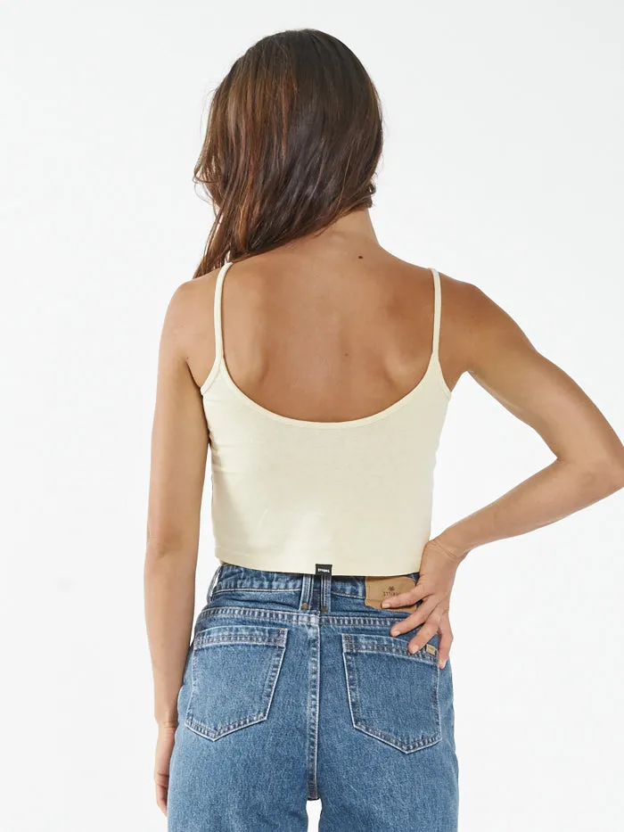 Womens Solstice Hemp Crop Bound Tank Sunlight Thrills Tops and Tees
