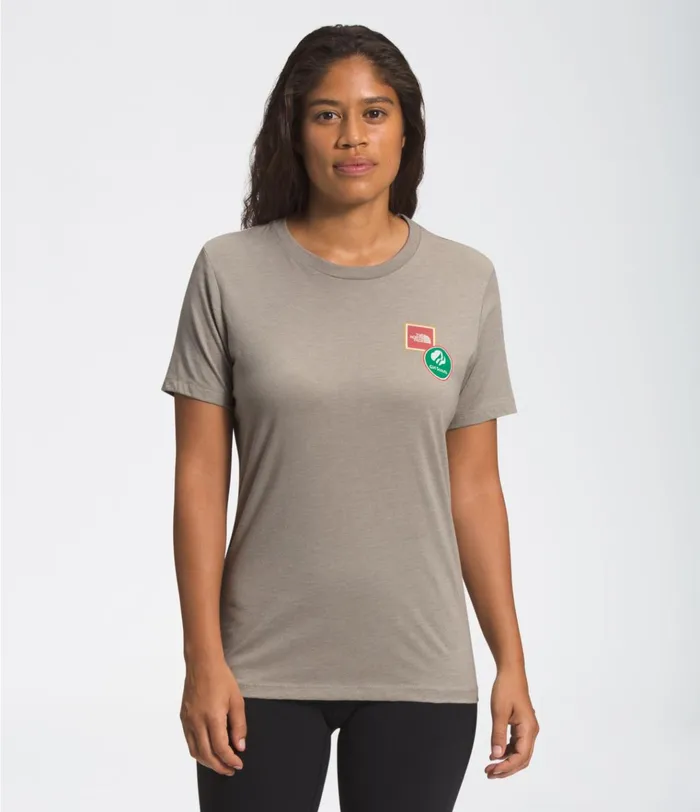 Womens TNF XGIRLSCOUTSSHORT SLEEVE RELAXED TEE Stone Heather The North Face Casual Tops Womens TNF XGIRLSCOUTSSHORT SLEEVE RELAXED TEE Stone Heather The North Face Casual Tops
