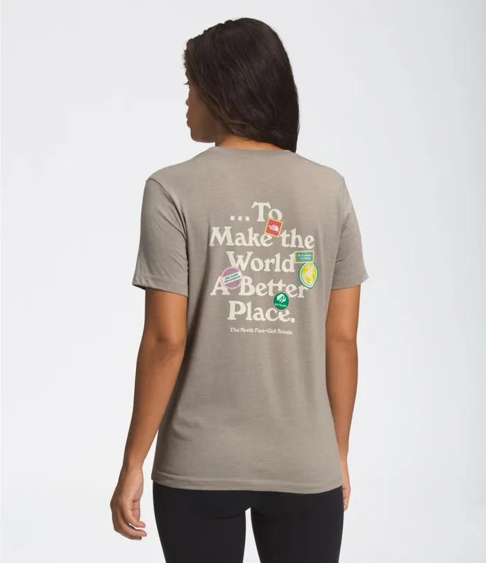 Womens TNF XGIRLSCOUTSSHORT SLEEVE RELAXED TEE Stone Heather The North Face Casual Tops Womens TNF XGIRLSCOUTSSHORT SLEEVE RELAXED TEE Stone Heather The North Face Casual Tops