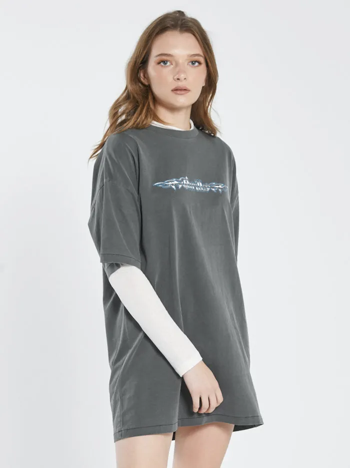 Womens Turbulent Box Fit Tee Dress Merch Black Thrills Dresses