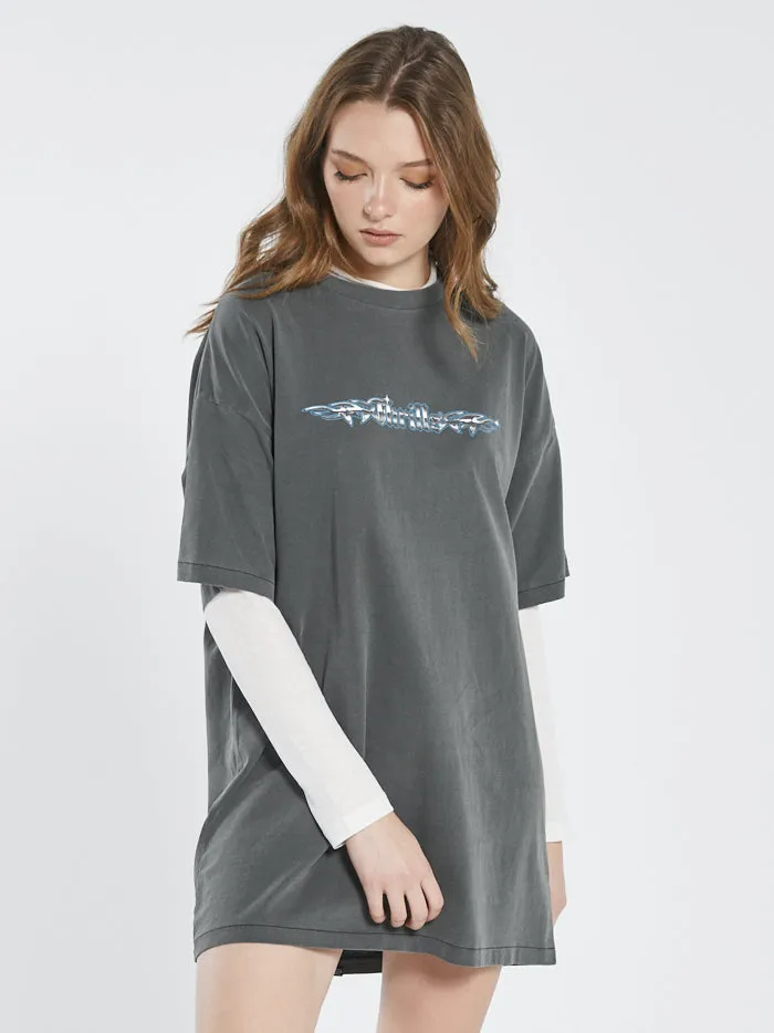 Womens Turbulent Box Fit Tee Dress Merch Black Thrills Dresses