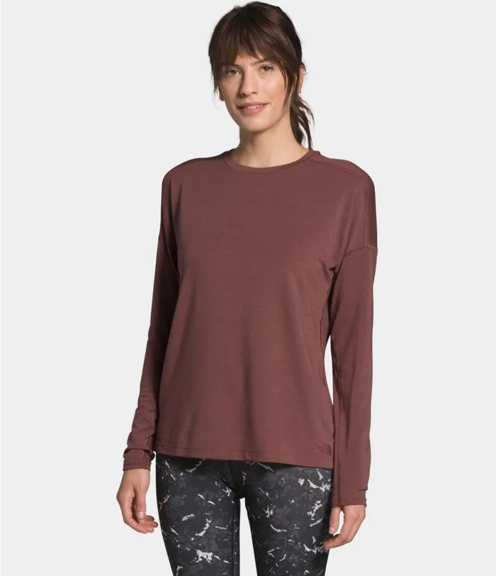 Womens Workout LongSleeve Tee Marron Purple The North Face TShirts