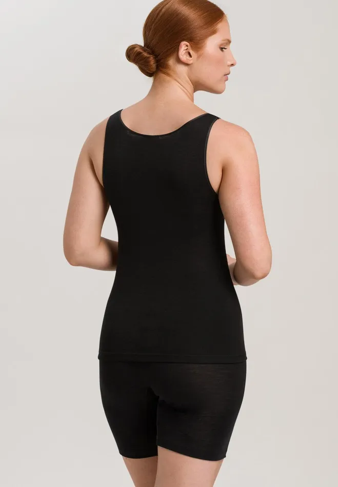 Wool And Silk VNeck Tank Top Black Women HANRO Tank Tops