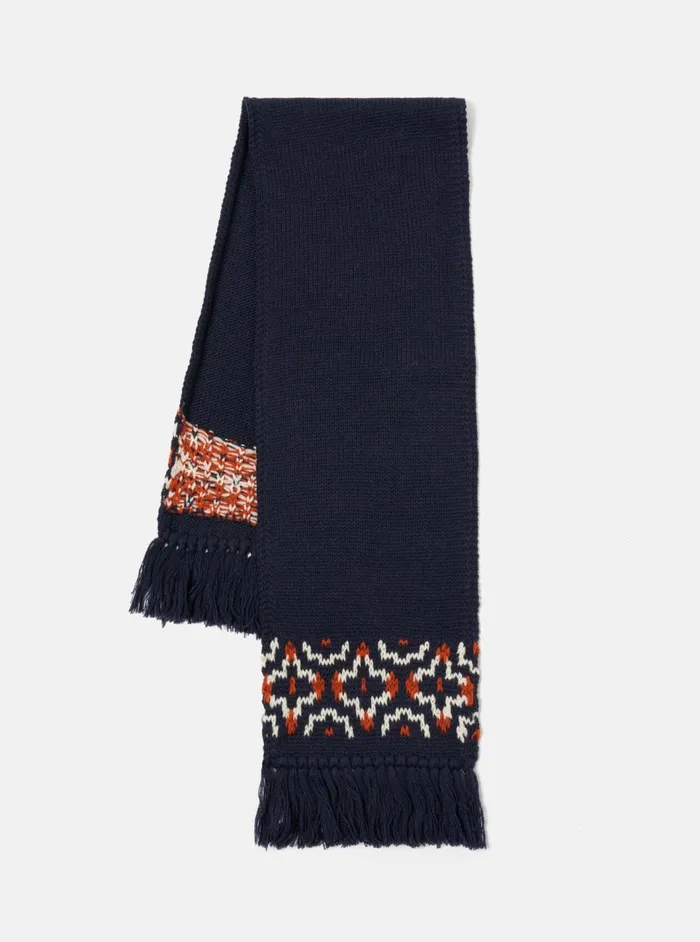 Wool Scarf In NavyEcru British Wool Men Universal Works Scarves