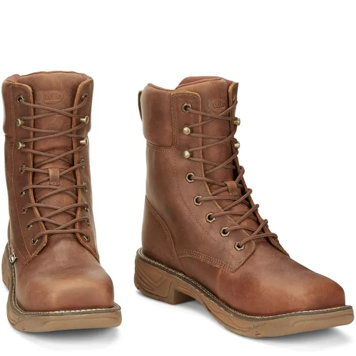 Work Men Justin Boots 8034 Rush Nano Composite Waterproof LaceUp Work Boot Barley Brown 040brown041