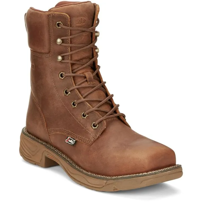 Work Men Justin Boots 8034 Rush Nano Composite Waterproof LaceUp Work Boot Barley Brown 040brown041