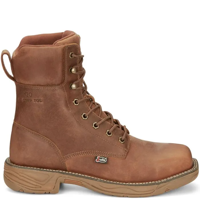 Work Men Justin Boots 8034 Rush Nano Composite Waterproof LaceUp Work Boot Barley Brown 040brown041