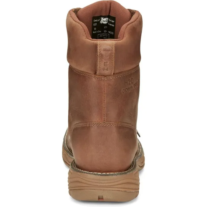 Work Men Justin Boots 8034 Rush Nano Composite Waterproof LaceUp Work Boot Barley Brown 040brown041