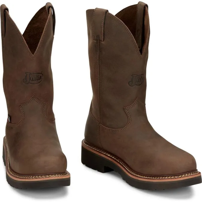 Work Men Justin Boots Carbide 11034 Steel Toe Hickory Brown 040brown041