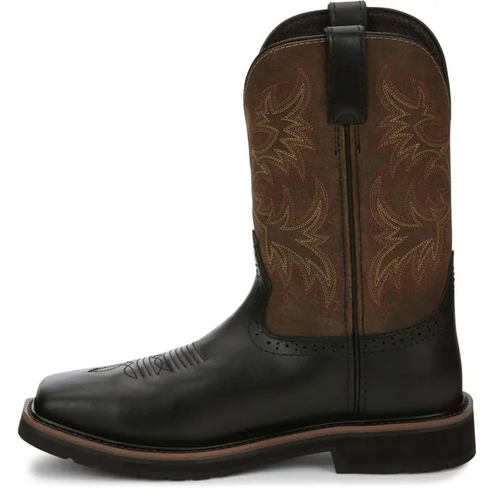 Work Men Justin Boots Driller 11034 Composite Toe Work Boot Black