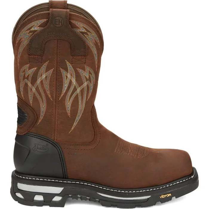Work Men Justin Boots Frontline Hiviz 11 Nano Composite Toe Waterproof Work Boot Walnut Brown 040brown041