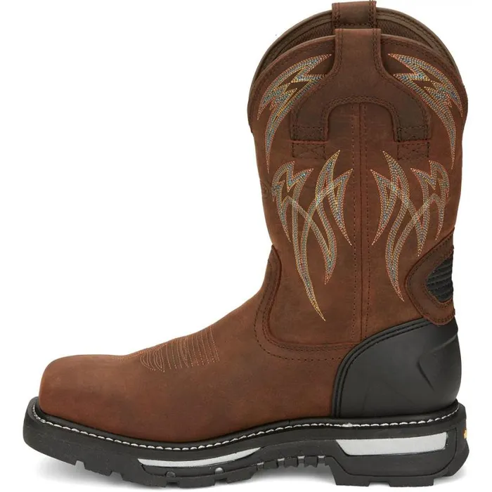 Work Men Justin Boots Frontline Hiviz 11 Nano Composite Toe Waterproof Work Boot Walnut Brown 040brown041