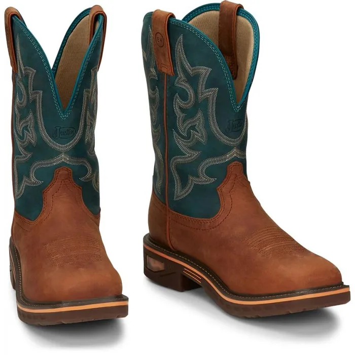 Work Men Justin Boots Resistor 11034 Nano Composite Toe Work Boot Russet Blue 040brown041 Work Men Justin Boots Resistor 11034 Nano Composite Toe Work Boot Russet Blue 040brown041