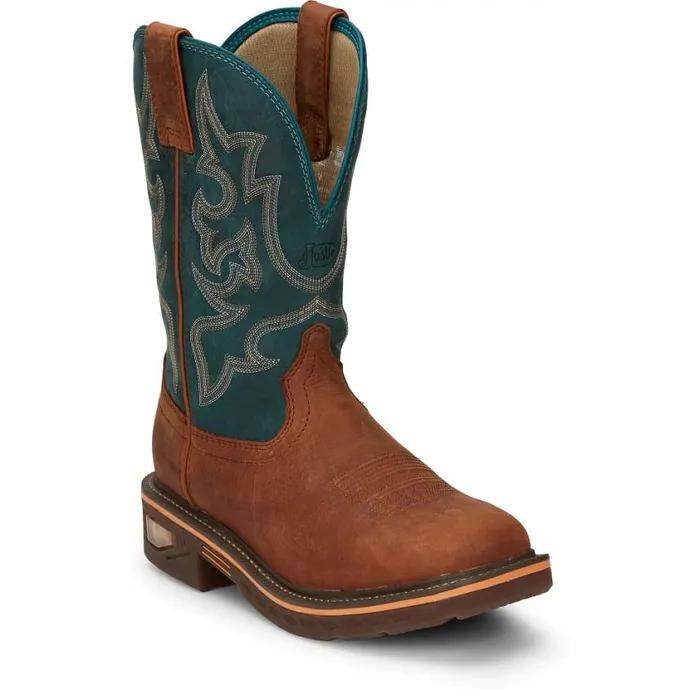 Work Men Justin Boots Resistor 11034 Nano Composite Toe Work Boot Russet Blue 040brown041
