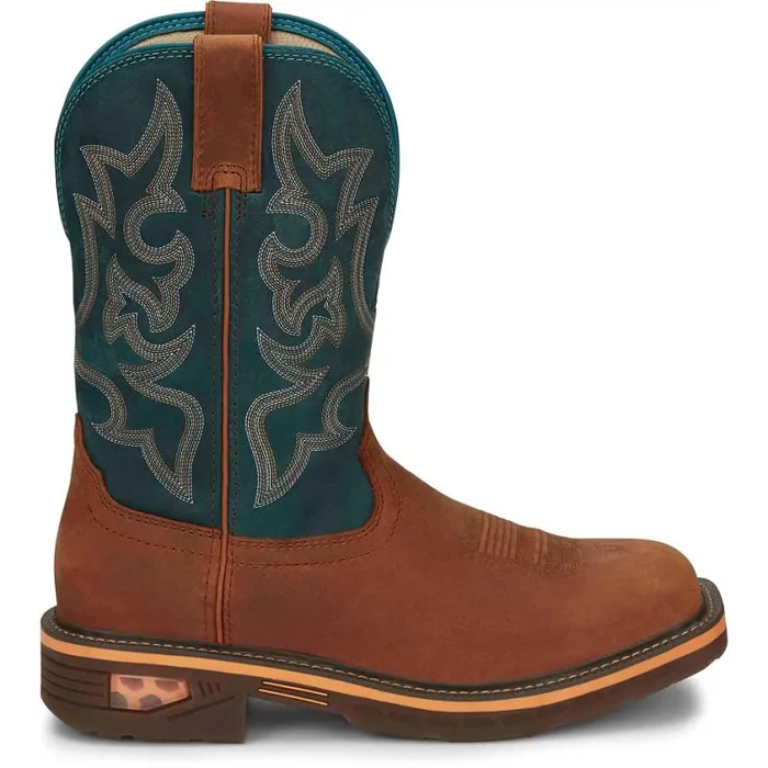 Work Men Justin Boots Resistor 11034 Nano Composite Toe Work Boot Russet Blue 040brown041