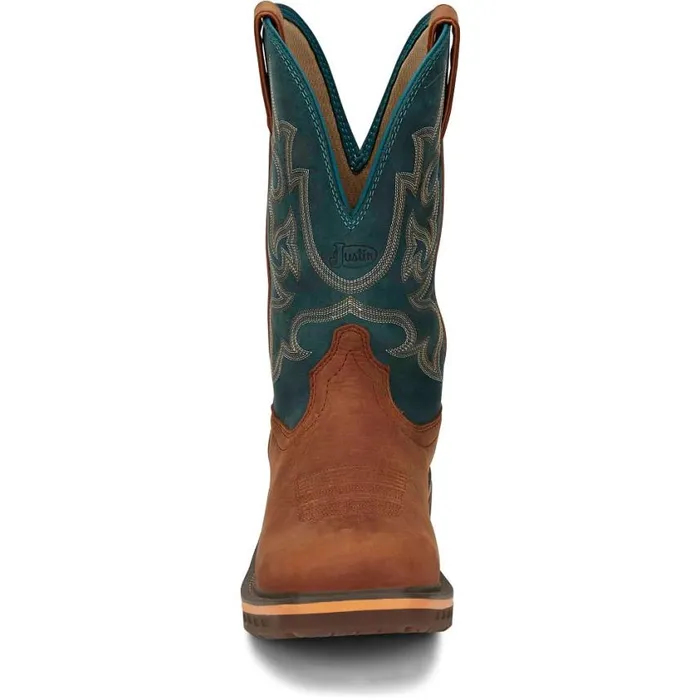 Work Men Justin Boots Resistor 11034 Nano Composite Toe Work Boot Russet Blue 040brown041