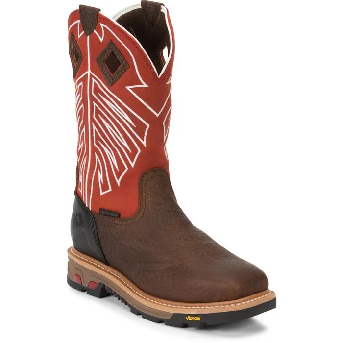 Work Men Justin Boots Roughneck 12034 Steel Toe Waterproof Work Boot Walnut Brown 040brown041
