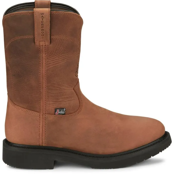 Work Men Justin Boots RoundUp 10034 Waterproof Work Boot Aged Bark 040brown041