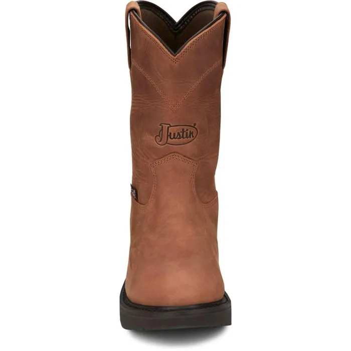 Work Men Justin Boots RoundUp 10034 Waterproof Work Boot Aged Bark 040brown041