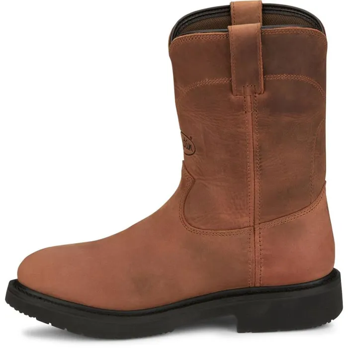 Work Men Justin Boots RoundUp 10034 Waterproof Work Boot Aged Bark 040brown041