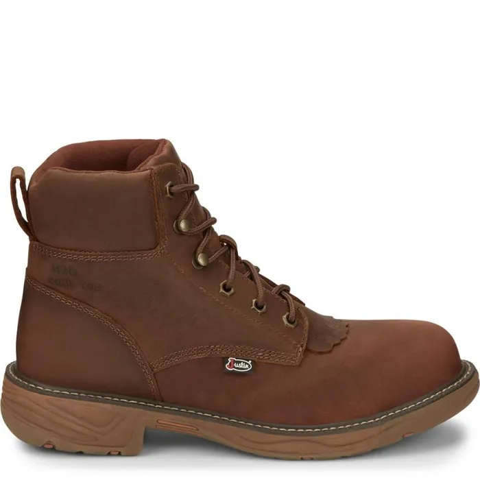 Work Men Justin Boots Rush 6034 Nano Composite Toe Waterproof Work Boot Barley Brown 040brown041