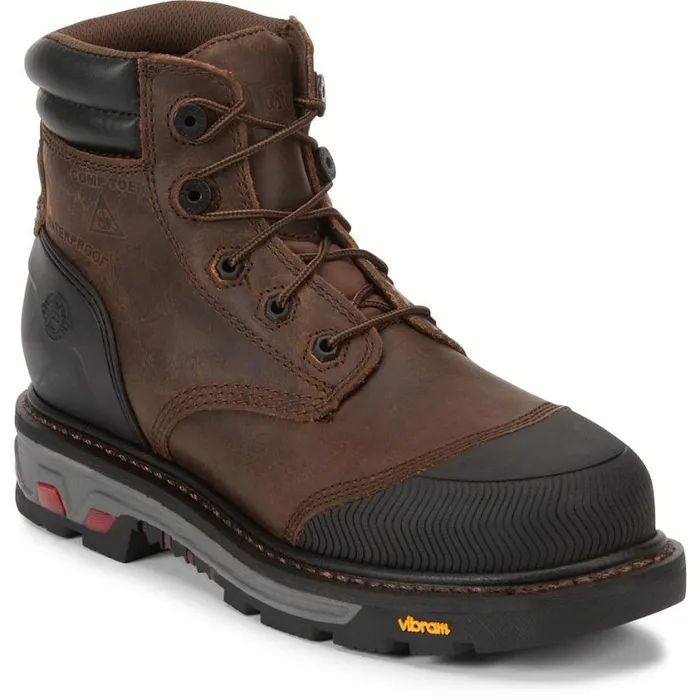 Work Men Justin Boots Warhawk 6034 Nano Composite Toe Waterproof Work Boot Whiskey Brown 040brown041