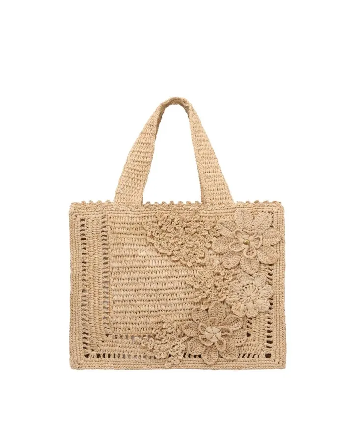 Zimmermann Bags Floral Raffia Mini Tote Natural 8211 Women