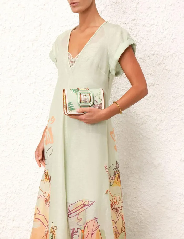 Zimmermann Bags Printed Small Cross Body Bag Mint Tropical Floral 8211 Women