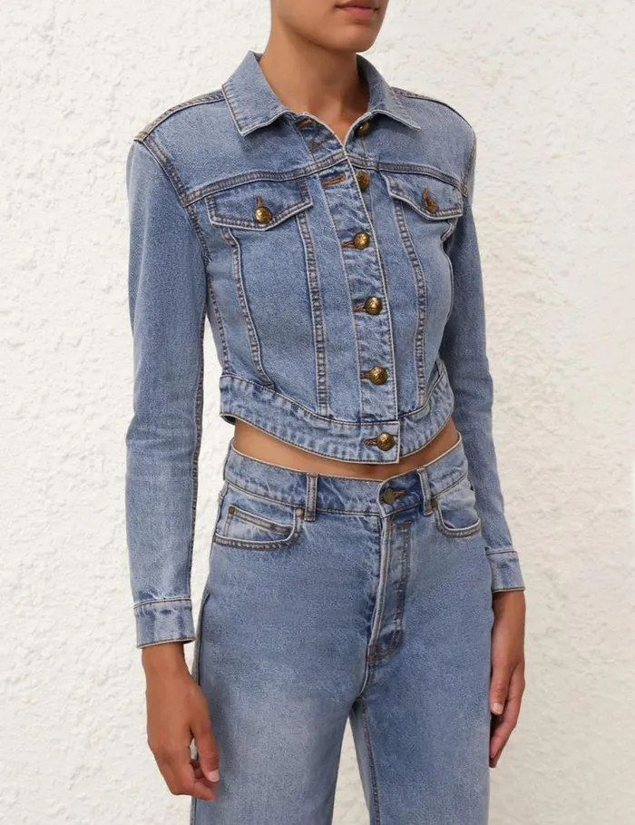 Zimmermann Clothing Denim Fitted Jacket Poseidon Blue 8211 Women