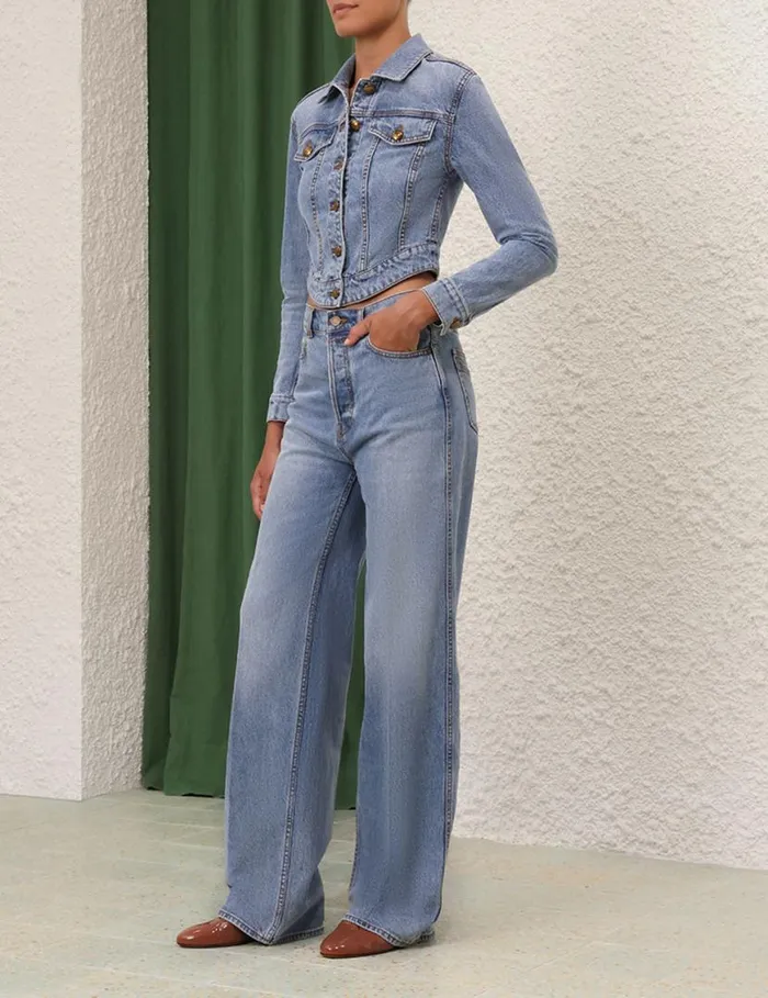 Zimmermann Clothing Denim Fitted Jacket Poseidon Blue 8211 Women