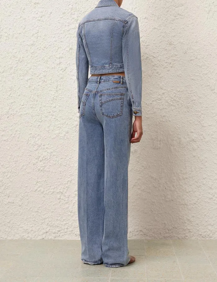 Zimmermann Clothing Denim Fitted Jacket Poseidon Blue 8211 Women