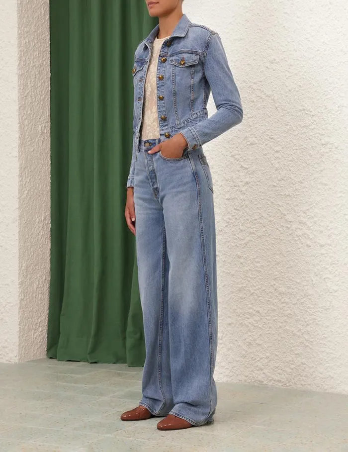 Zimmermann Clothing Denim Fitted Jacket Poseidon Blue 8211 Women