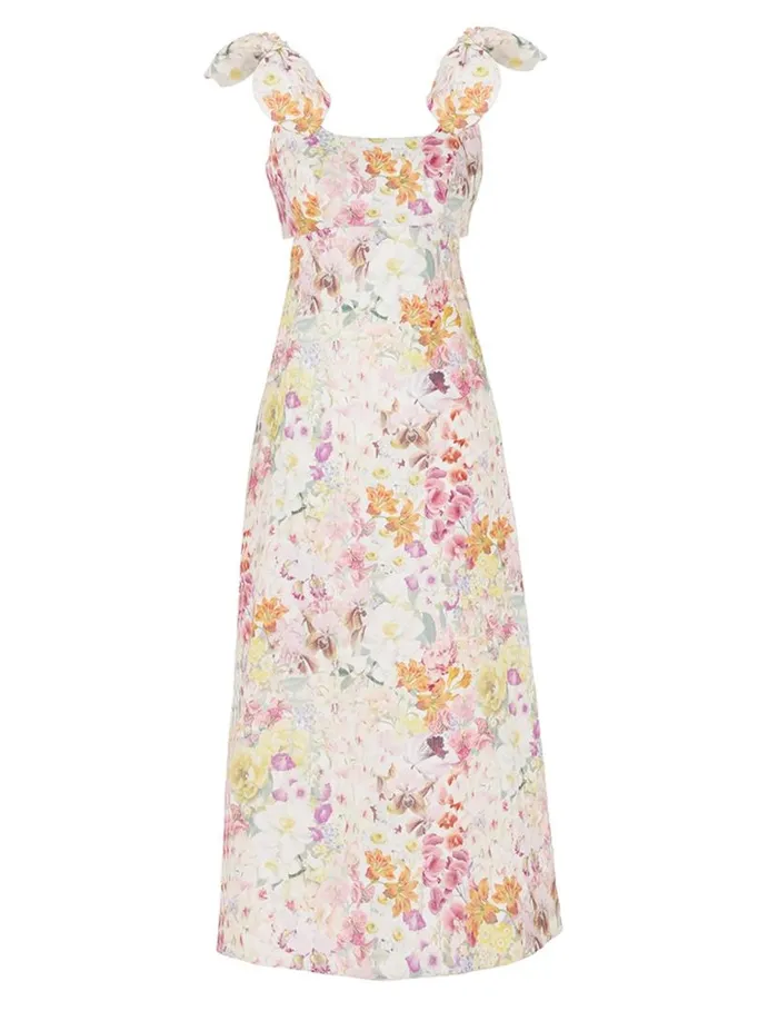 Zimmermann Clothing Harmony Tie Shoulder Midi Kaleidoscope Garden 8211 Women