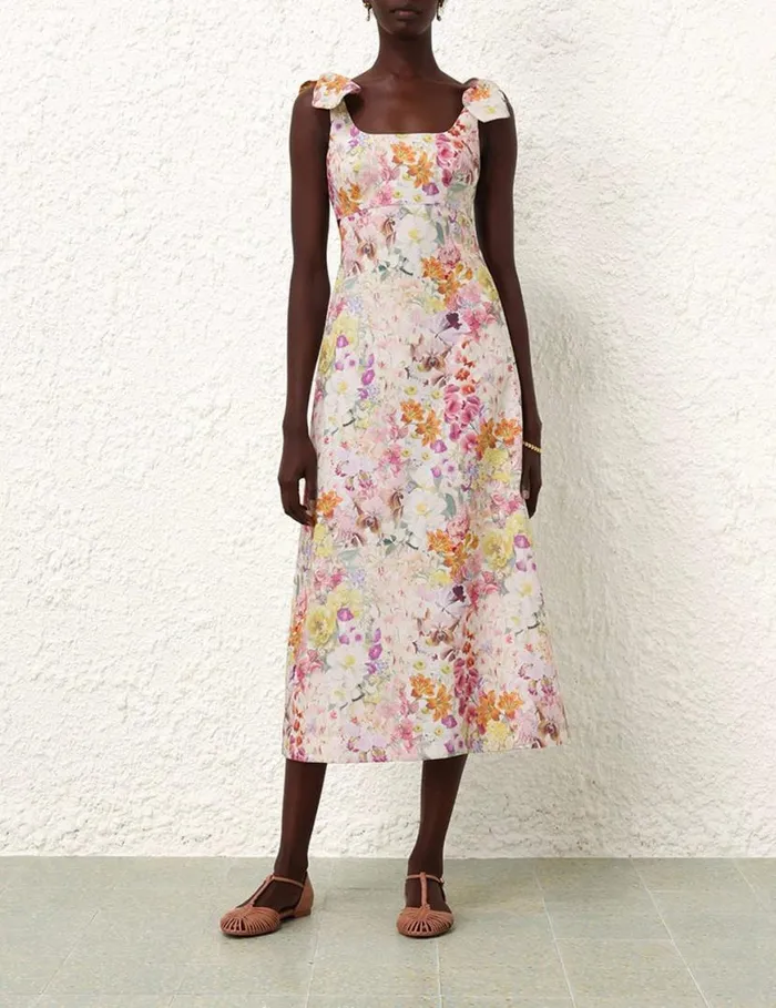 Zimmermann Clothing Harmony Tie Shoulder Midi Kaleidoscope Garden 8211 Women