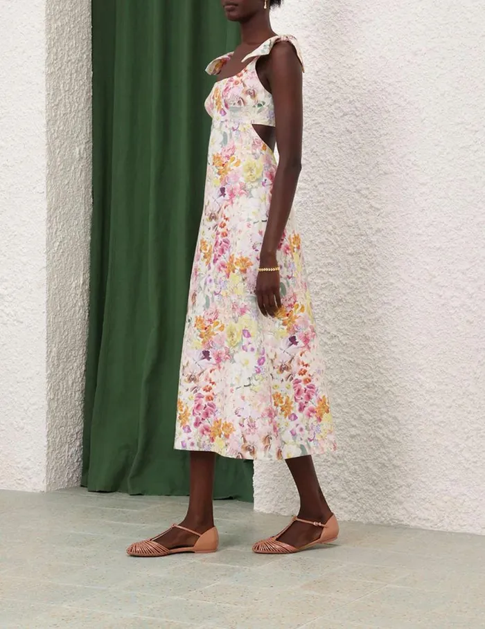 Zimmermann Clothing Harmony Tie Shoulder Midi Kaleidoscope Garden 8211 Women