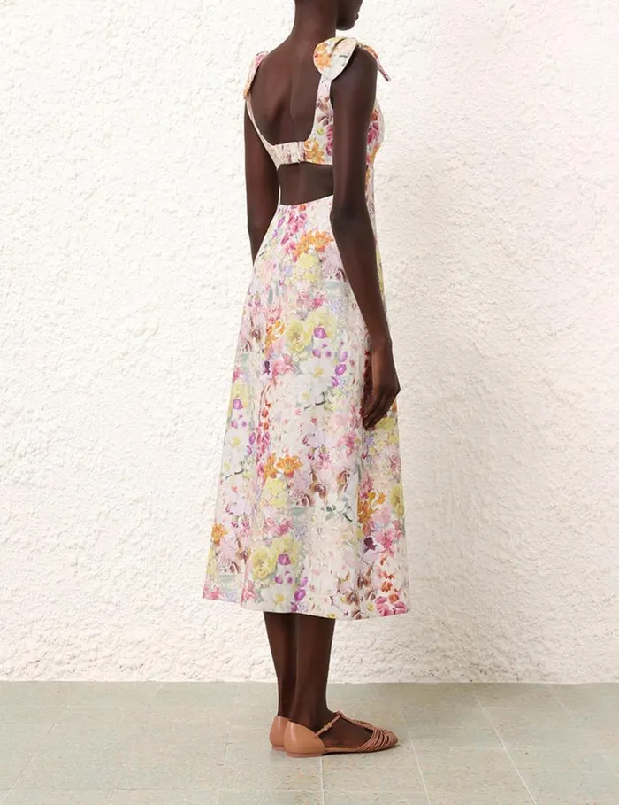 Zimmermann Clothing Harmony Tie Shoulder Midi Kaleidoscope Garden 8211 Women