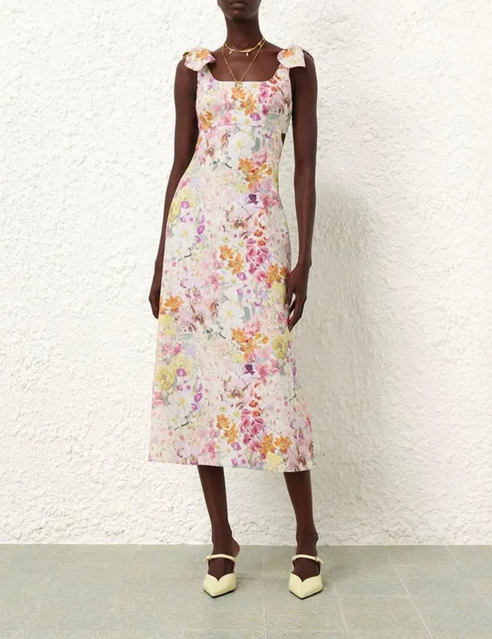 Zimmermann Clothing Harmony Tie Shoulder Midi Kaleidoscope Garden 8211 Women