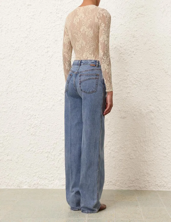 Zimmermann Clothing Lace Bodysuit Parchment 8211 Women