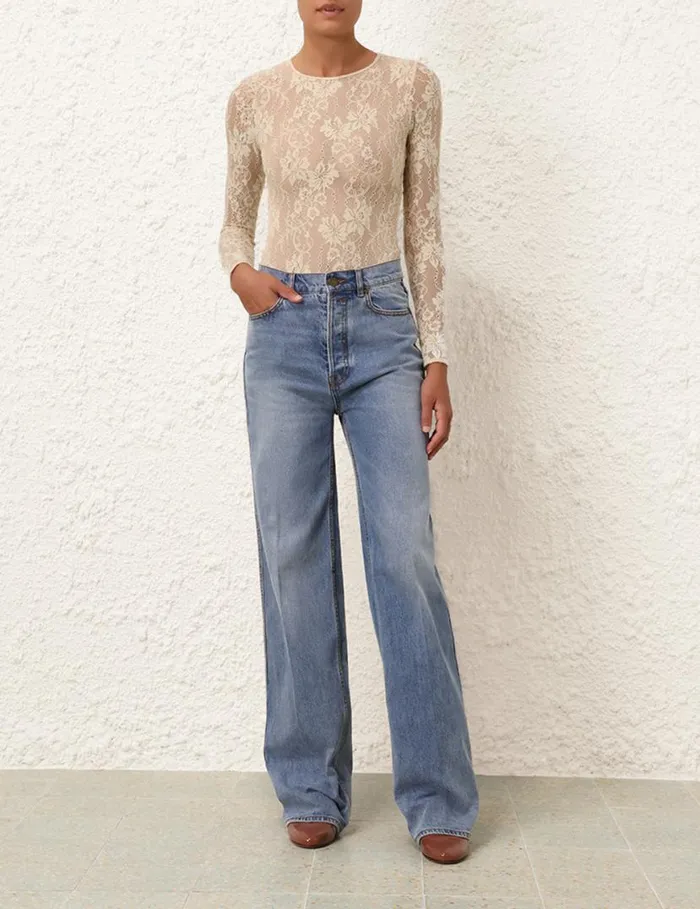 Zimmermann Clothing Lace Bodysuit Parchment 8211 Women