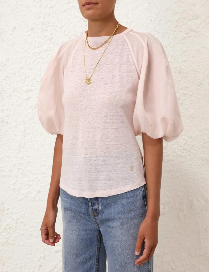 Zimmermann Clothing Lantern Sleeve Tee Blush 8211 Women