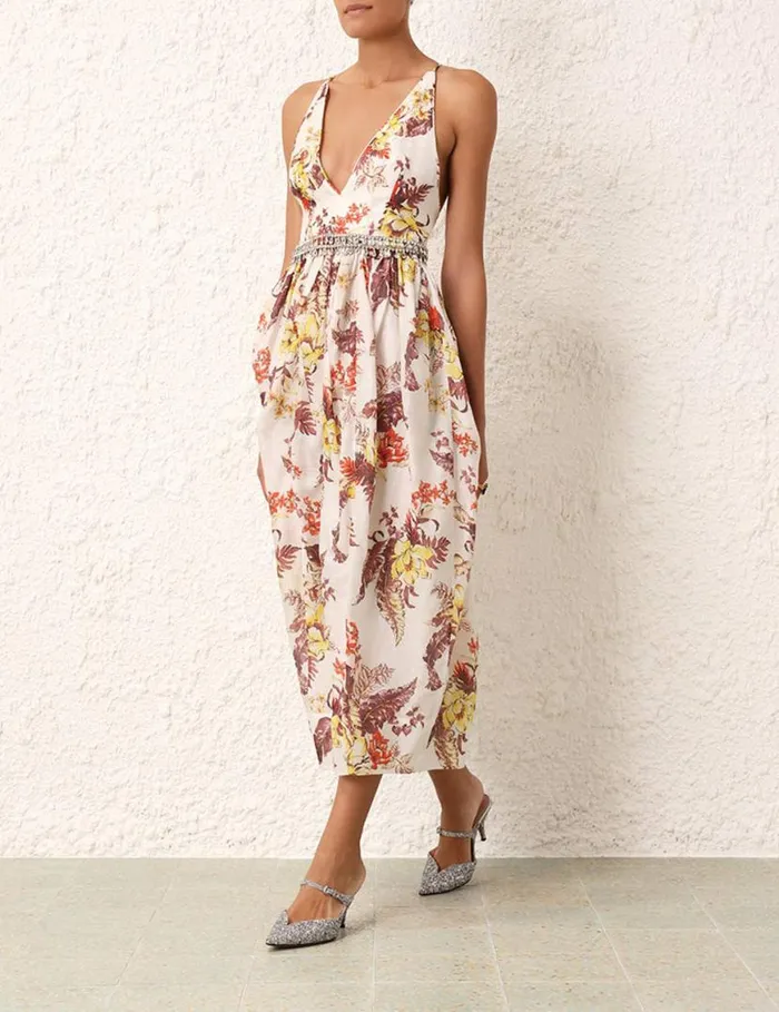 Zimmermann Clothing Matchmaker Tulip Dress Ivory Tropical Floral 8211 Women