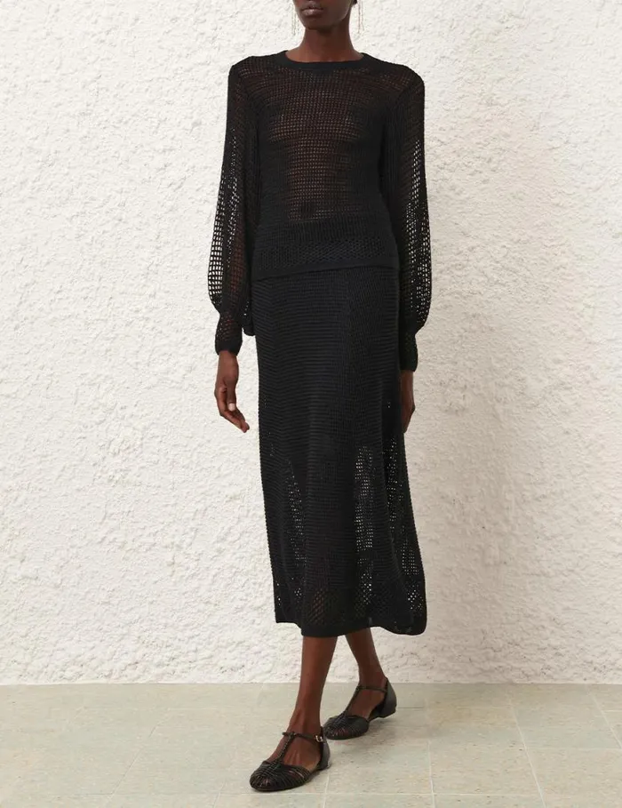 Zimmermann Clothing Natura Crochet Skirt Black 8211 Women