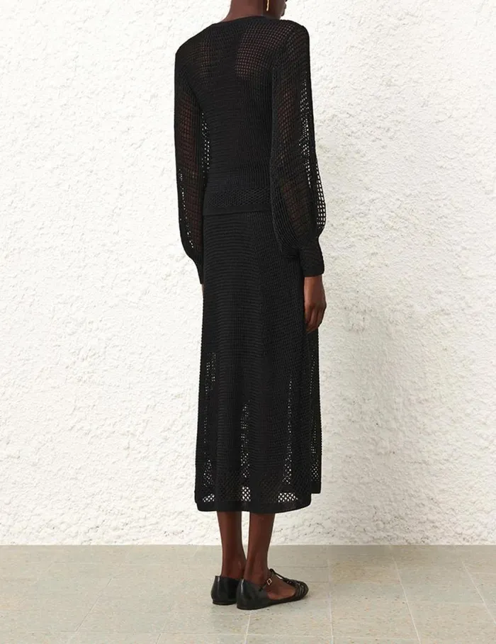 Zimmermann Clothing Natura Crochet Skirt Black 8211 Women