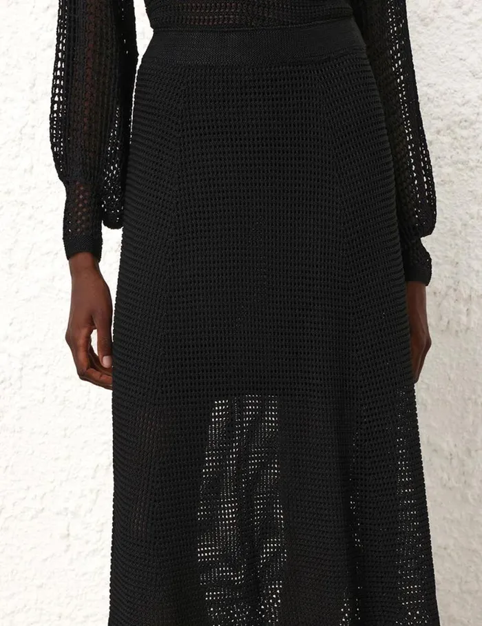 Zimmermann Clothing Natura Crochet Skirt Black 8211 Women