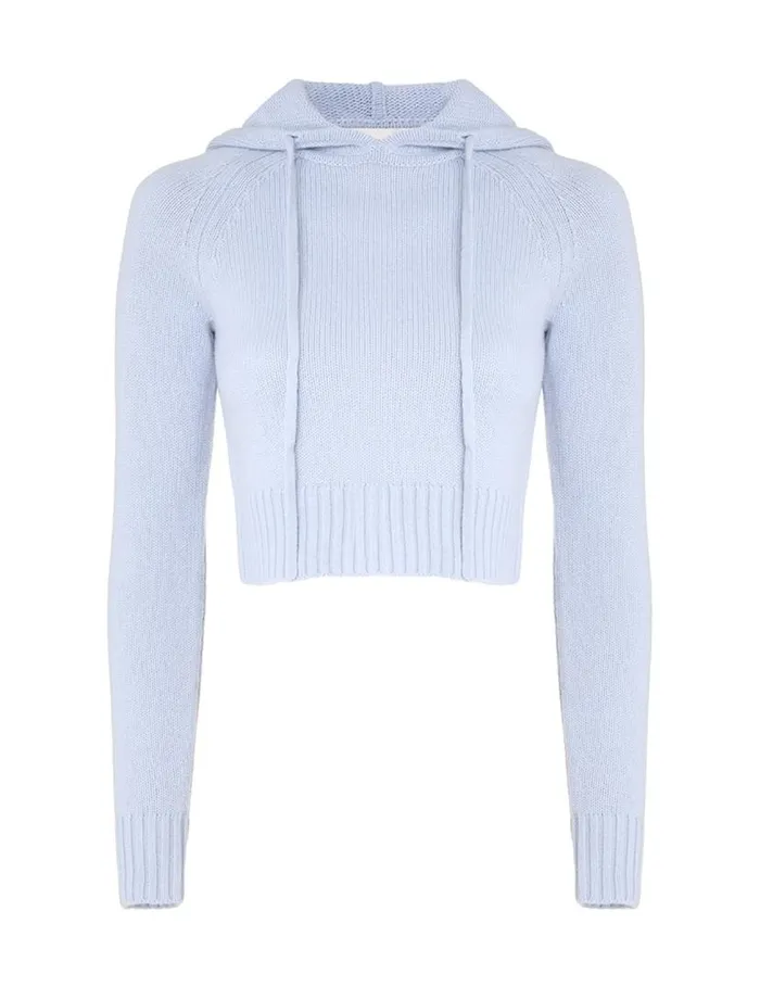 Zimmermann Clothing Natura Cropped Hooded Sweater Blue 8211 Women
