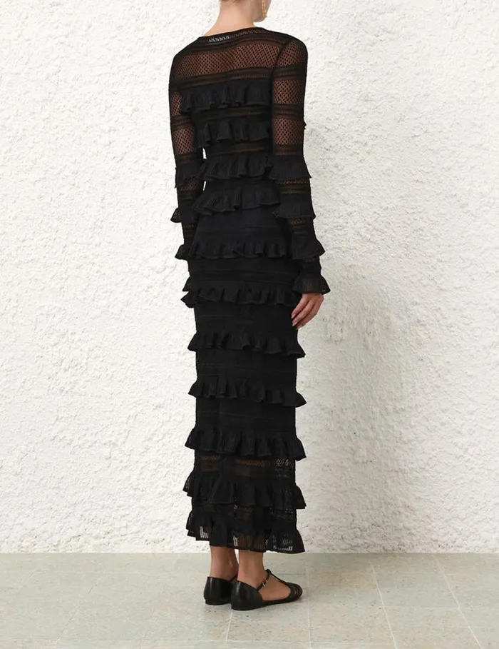 Zimmermann Clothing Natura Frill Midi Skirt Black 8211 Women