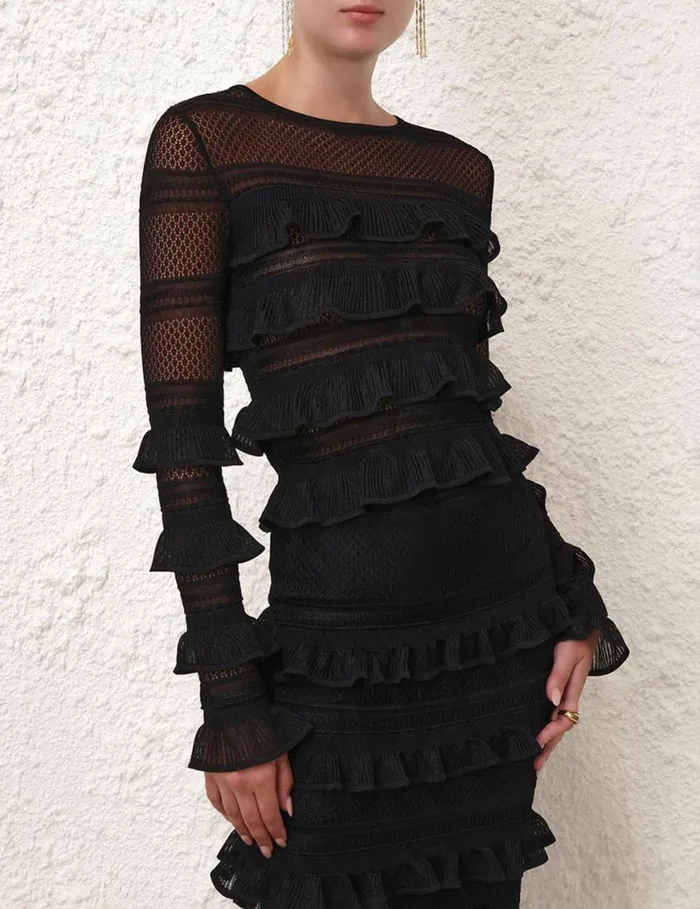 Zimmermann Clothing Natura Frill Top Black 8211 Women