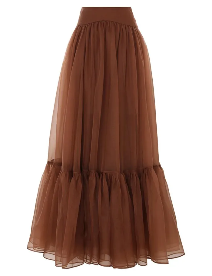 Zimmermann Clothing Natura Gathered Skirt Toffee 8211 Women